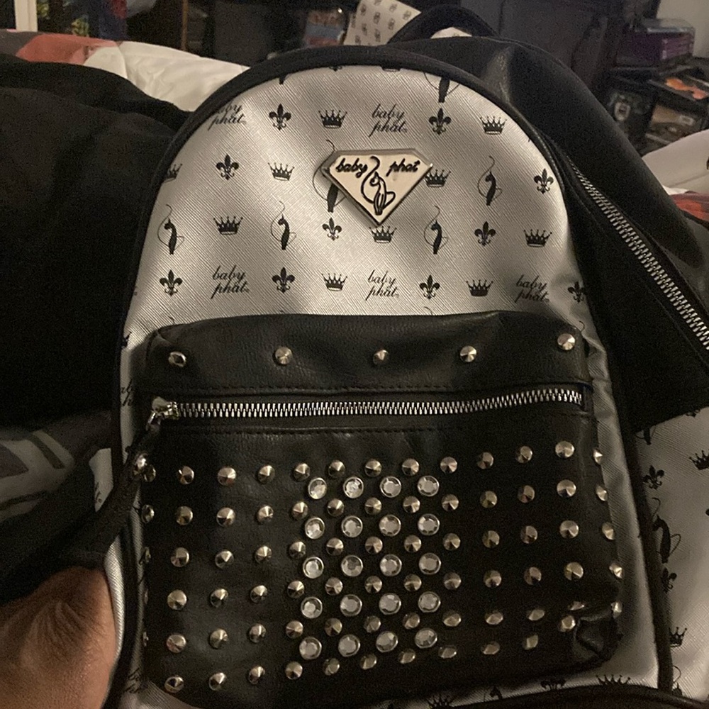 Baby Phat Black and Silver Edgy Backpack